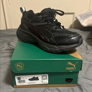 Puma Jet Black Mesh Sneakers